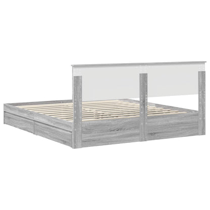 Letto con Contenitore con testiera Grigio Sonoma 180 x 200 cm | homemem39