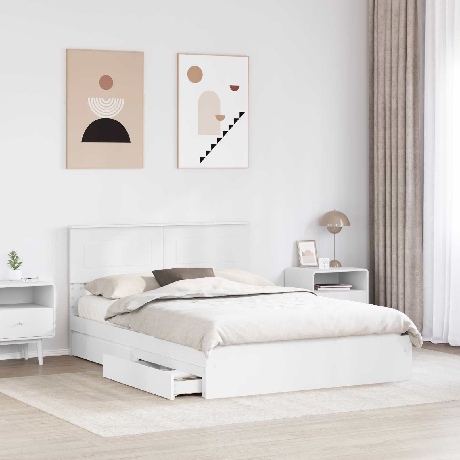 Letto con Contenitore Bianco 160 x 200 cm Legno multistrato | homemem39