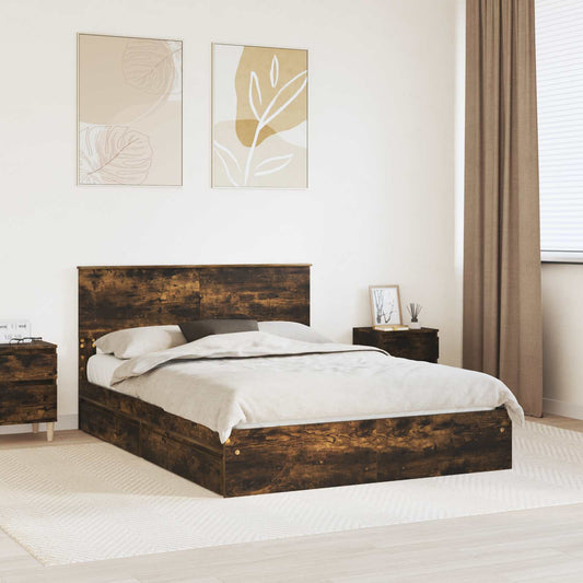 Letto con Contenitore con testiera Rovere fumé 160 x 200 cm | homemem39