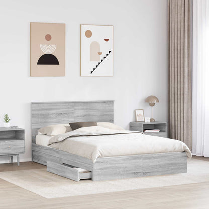 Letto con Contenitore con testiera Grigio Sonoma 160 x 200 cm | homemem39