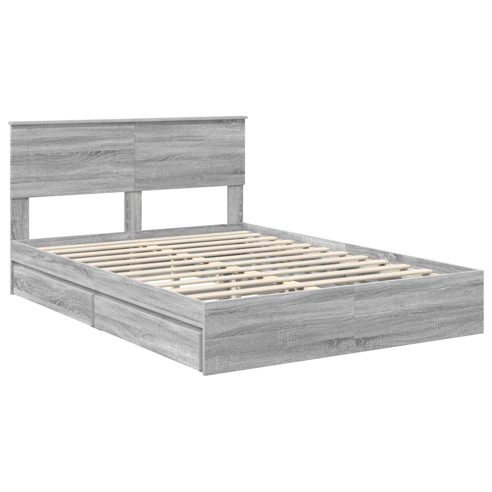 Letto con Contenitore con testiera Grigio Sonoma 160 x 200 cm | homemem39