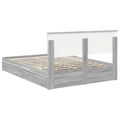 Letto con Contenitore con testiera Grigio Sonoma 160 x 200 cm | homemem39