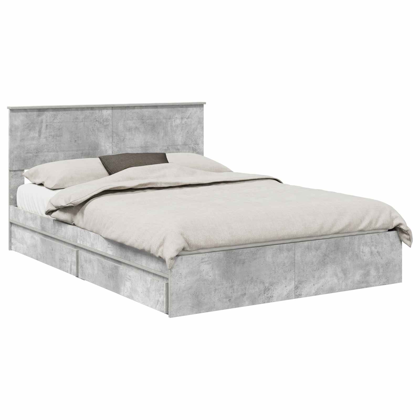 Letto con Contenitore con testiera Grigio cemento 150 x 200 cm | homemem39
