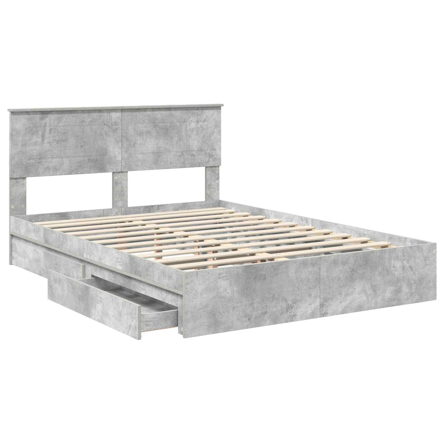 Letto con Contenitore con testiera Grigio cemento 150 x 200 cm | homemem39