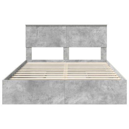 Letto con Contenitore con testiera Grigio cemento 150 x 200 cm | homemem39