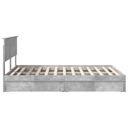 Letto con Contenitore con testiera Grigio cemento 150 x 200 cm | homemem39