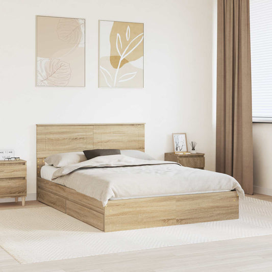 Letto con Contenitore con cassetto Rovere Sonoma 140 x 190 cm