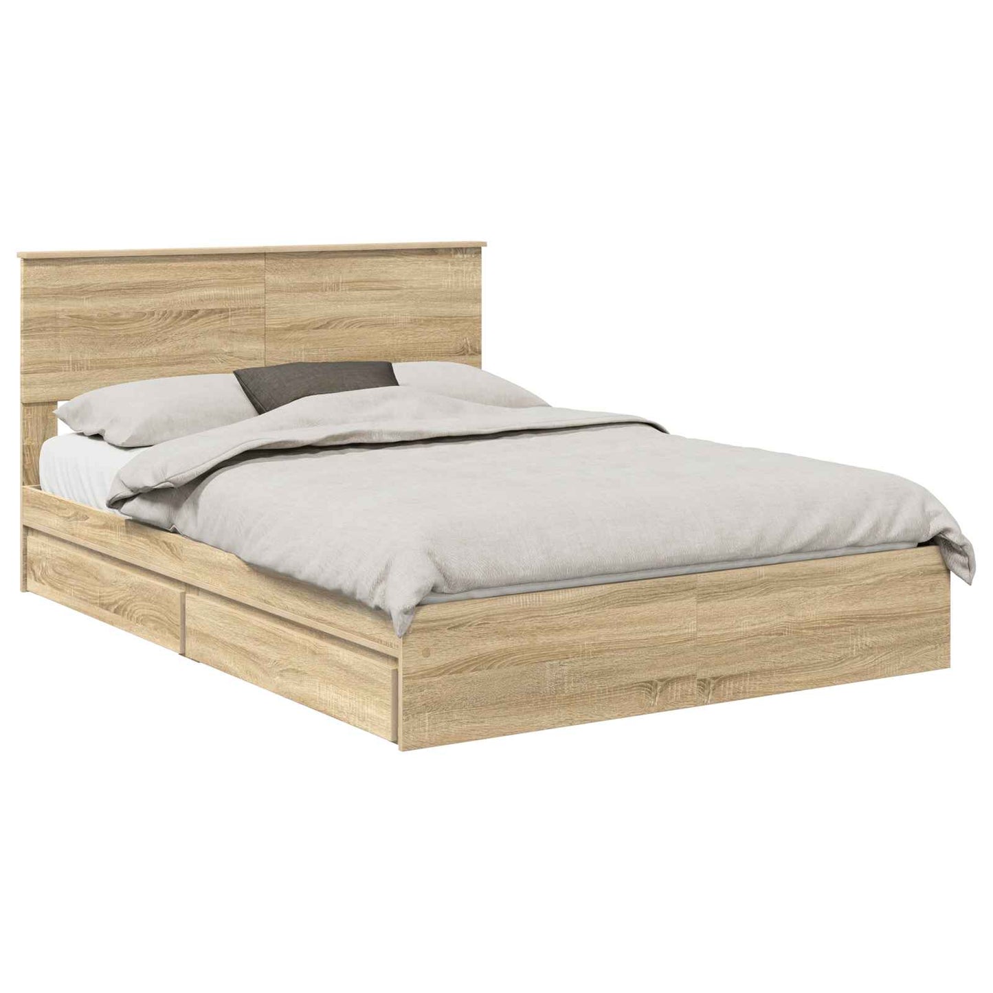 Letto con Contenitore con testiera Rovere Sonoma 140 x 190 cm