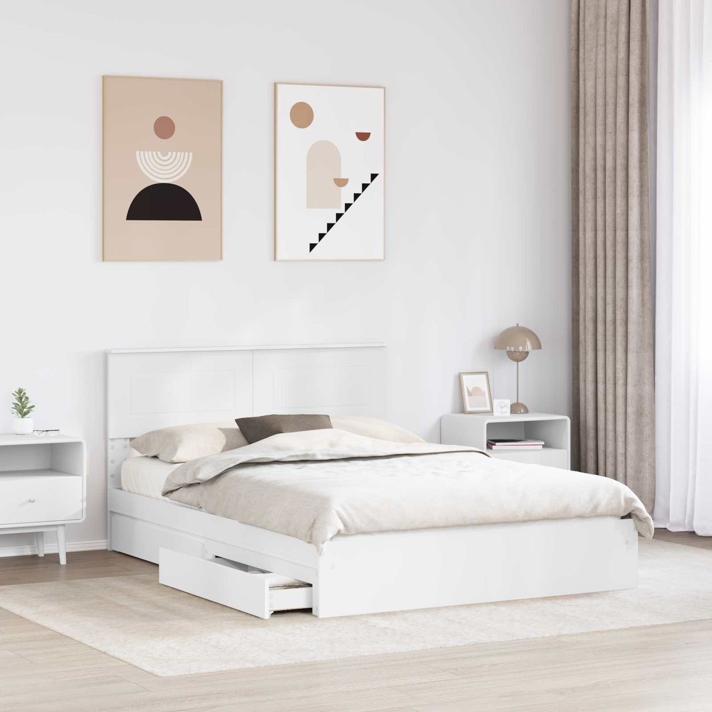 Letto con Contenitore Bianco 140 x 200 cm Legno multistrato | homemem39