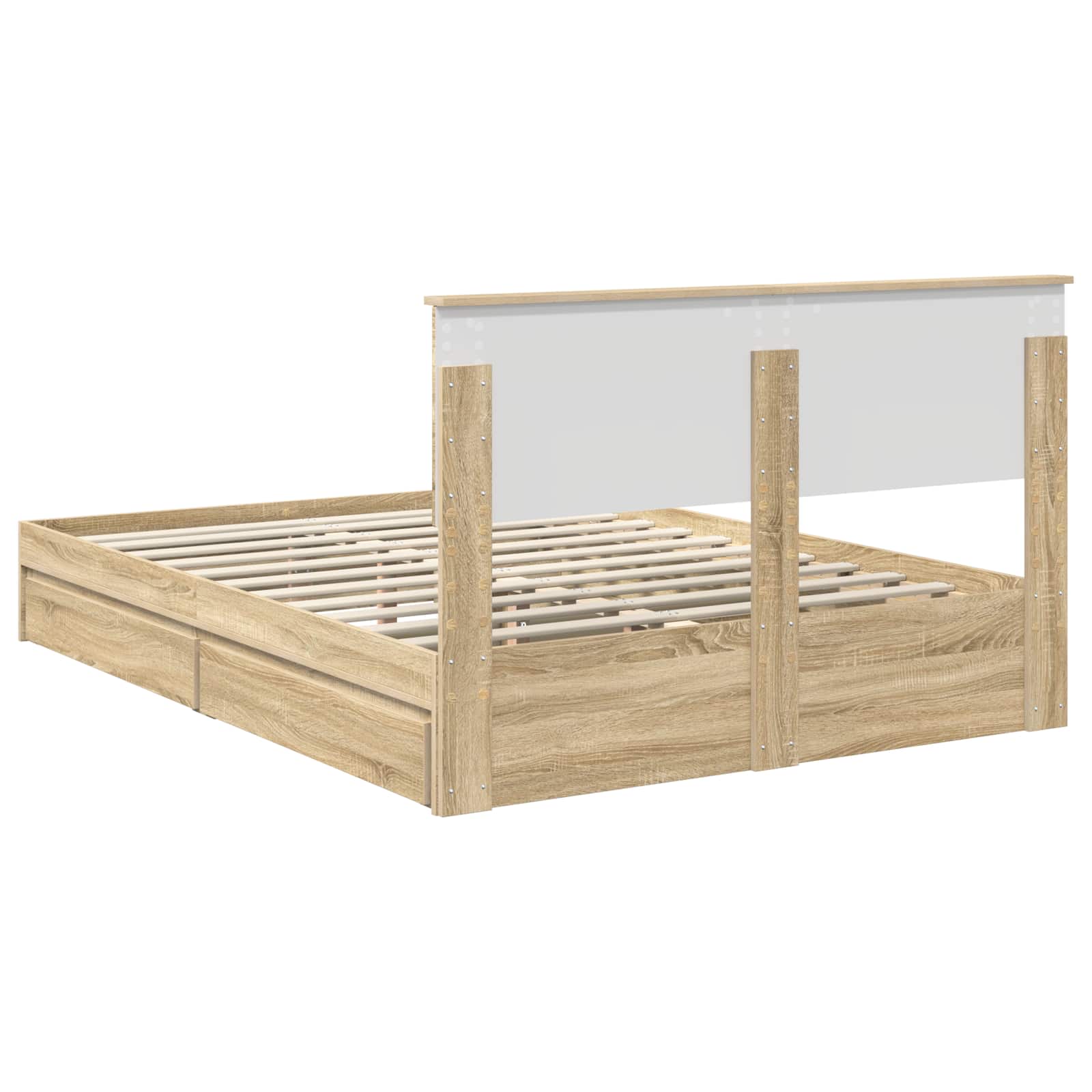 Letto con Contenitore con testiera Rovere Sonoma 140 x 200 cm | homemem39