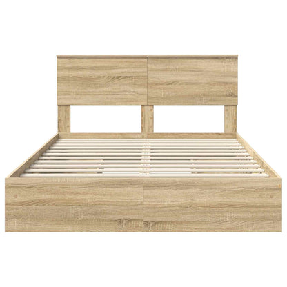 Letto con Contenitore con testiera Rovere Sonoma 140 x 200 cm