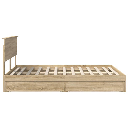 Letto con Contenitore con testiera Rovere Sonoma 140 x 200 cm | homemem39