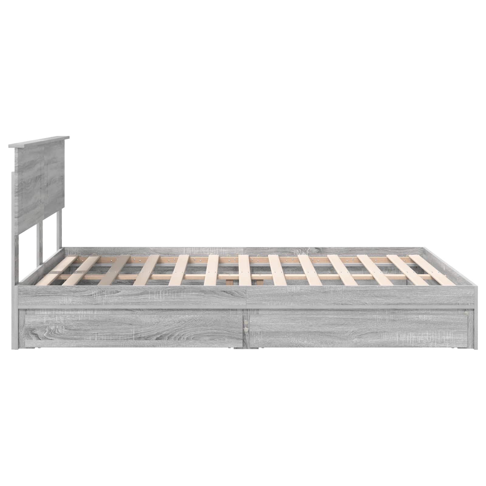 Letto con Contenitore con testiera Grigio Sonoma 140 x 200 cm | homemem39