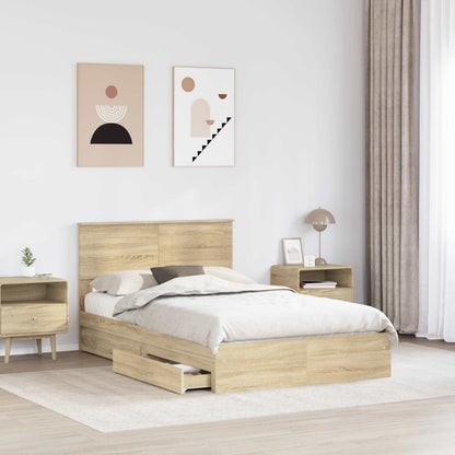 Letto con Contenitore con testiera Rovere Sonoma 135 x 190 cm | homemem39