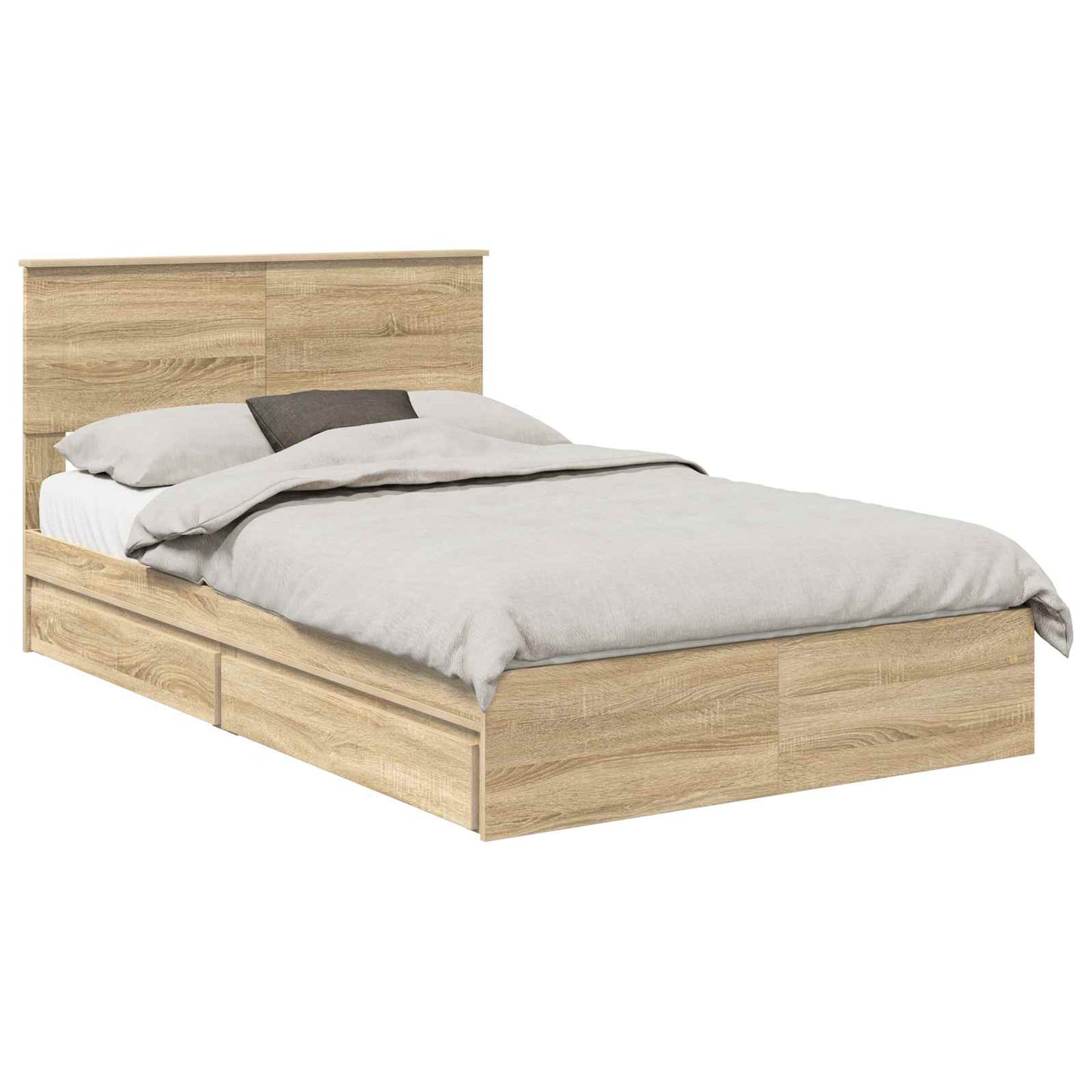 Letto con Contenitore con testiera Rovere Sonoma 135 x 190 cm | homemem39
