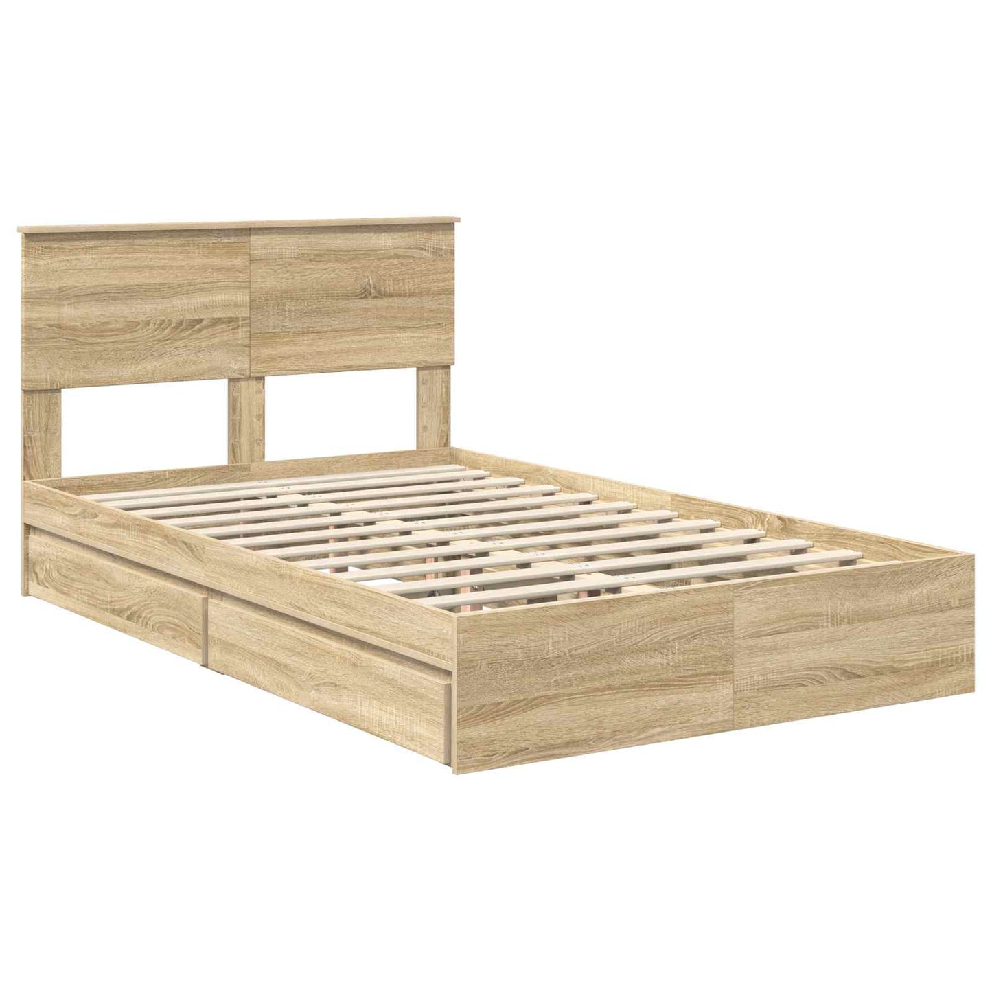 Letto con Contenitore con testiera Rovere Sonoma 135 x 190 cm | homemem39