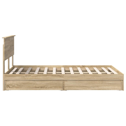 Letto con Contenitore con testiera Rovere Sonoma 135 x 190 cm | homemem39