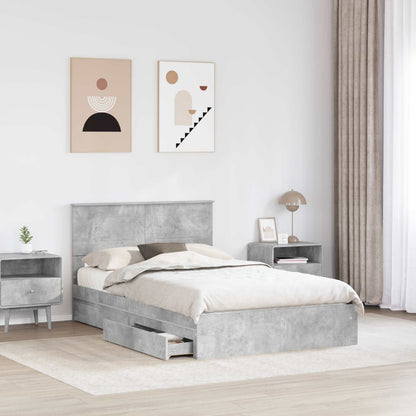 Letto con Contenitore con testiera Grigio cemento 135 x 190 cm | homemem39