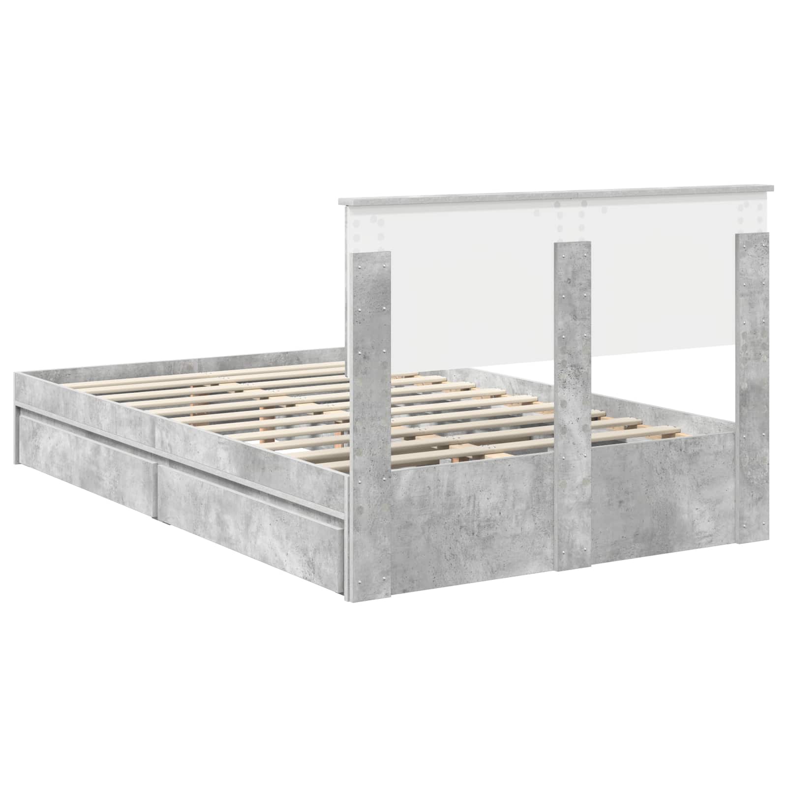 Letto con Contenitore con testiera Grigio cemento 135 x 190 cm | homemem39
