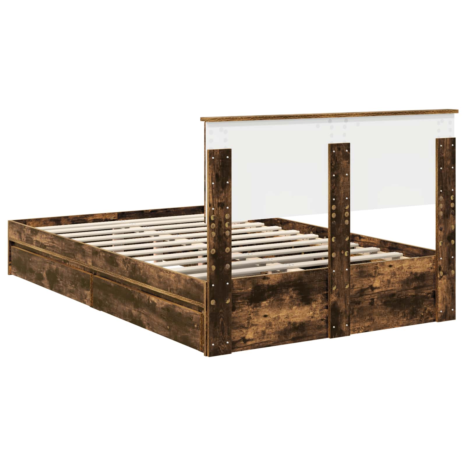 Letto con Contenitore con testiera Rovere fumé 135 x 190 cm | homemem39