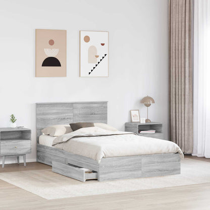 Letto con Contenitore con testiera Grigio Sonoma 120 x 200 cm