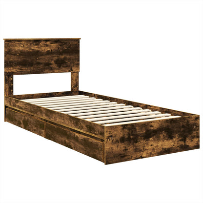 Letto con Contenitore con testiera Rovere fumé 100 x 200 cm