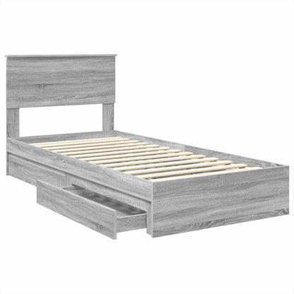 Letto con Contenitore con testiera Grigio Sonoma 100 x 200 cm | homemem39
