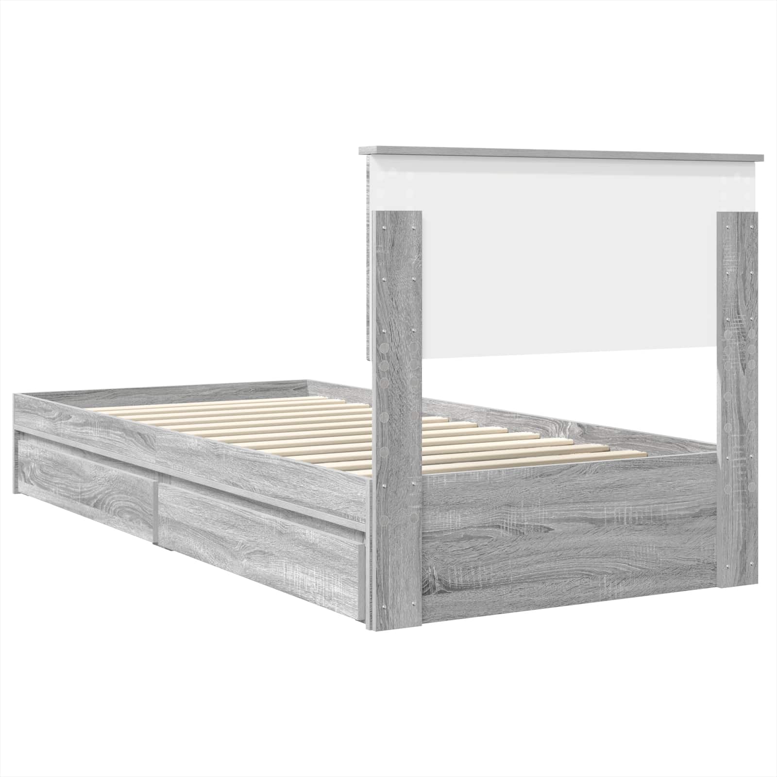 Letto con Contenitore con testiera Grigio Sonoma 100 x 200 cm | homemem39