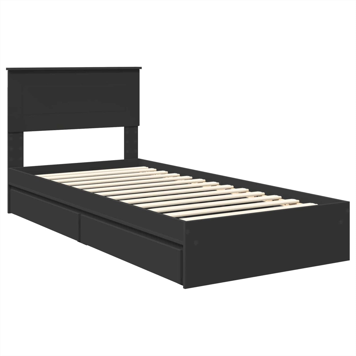 Letto con Contenitore Nero 90 x 190 cm Legno multistrato | homemem39