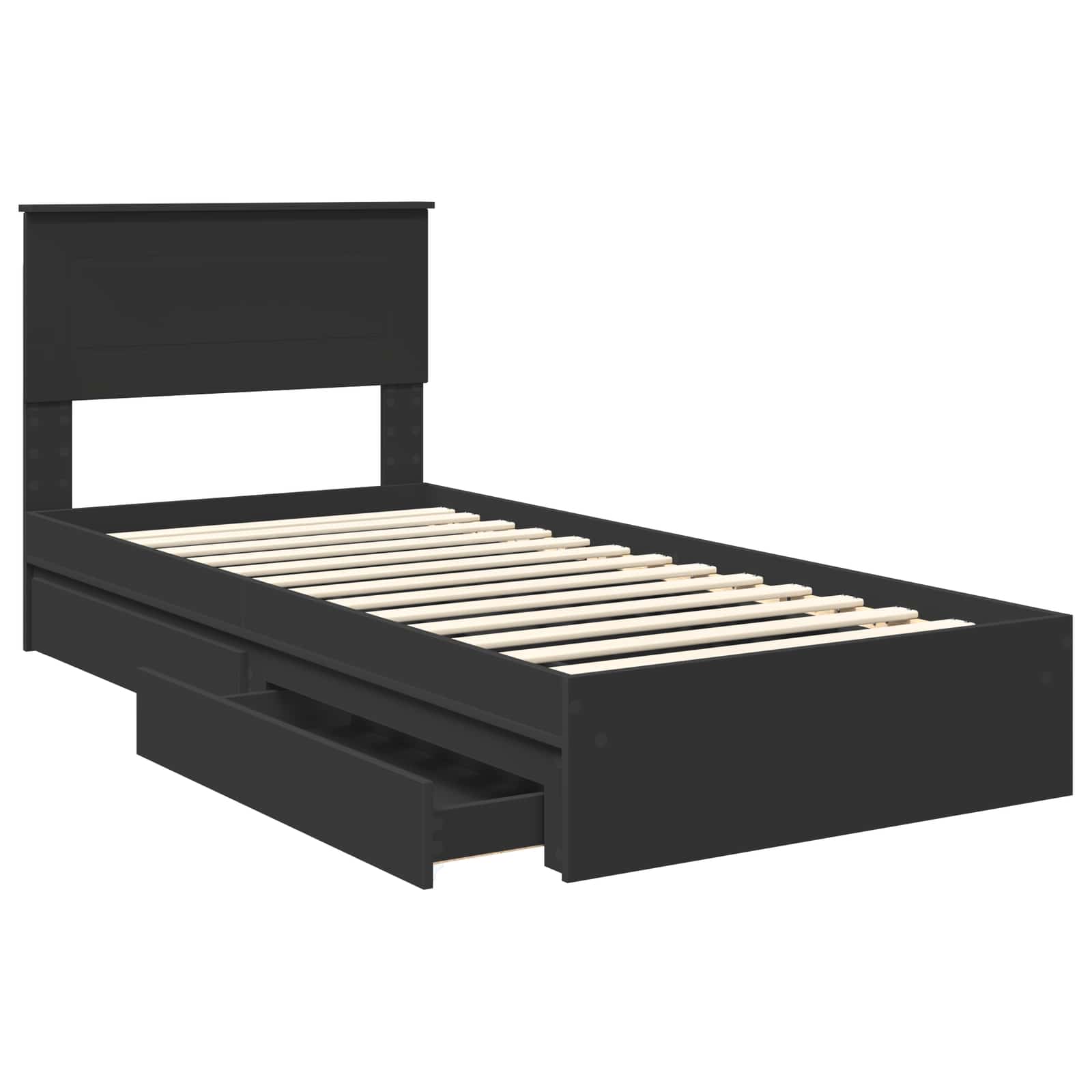 Letto con Contenitore Nero 90 x 190 cm Legno multistrato | homemem39