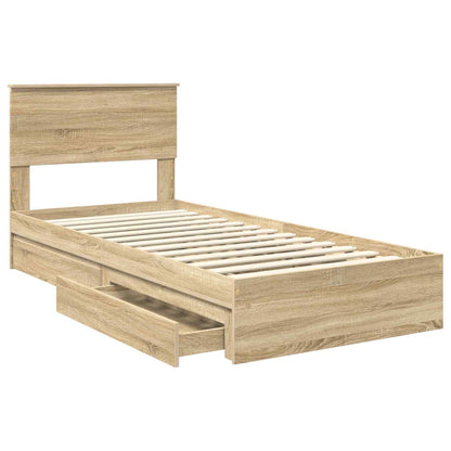 Letto con Contenitore con testiera Rovere Sonoma 90 x 190 cm | homemem39