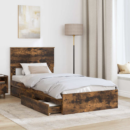 Letto con Contenitore Rovere fumé 90 x 190 cm Legno multistrato | homemem39