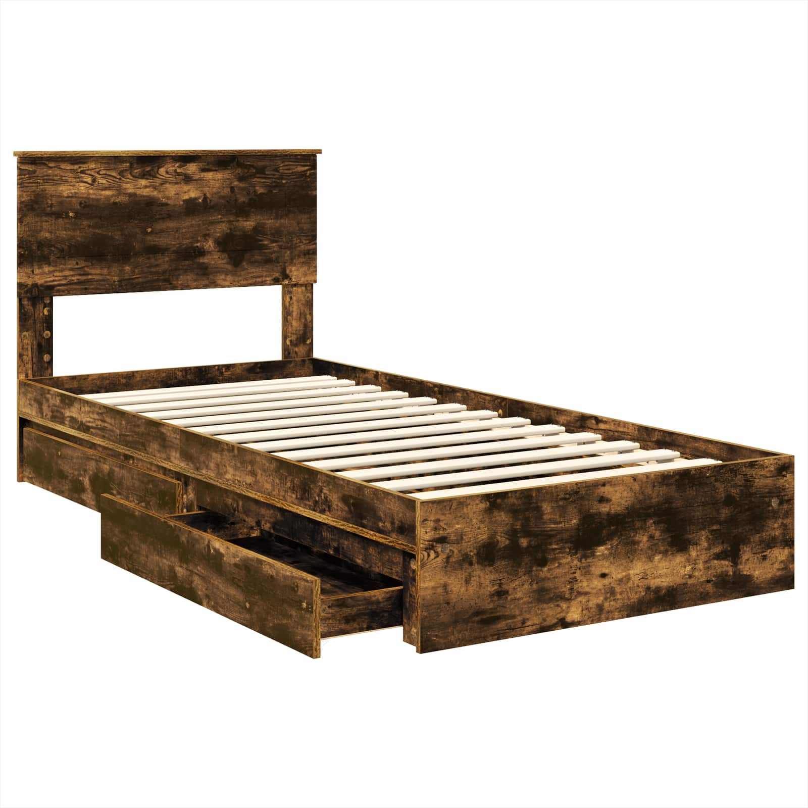 Letto con Contenitore Rovere fumé 90 x 190 cm Legno multistrato | homemem39