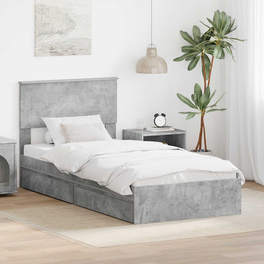 Letto con Contenitore con testiera Grigio cemento 90 x 200 cm