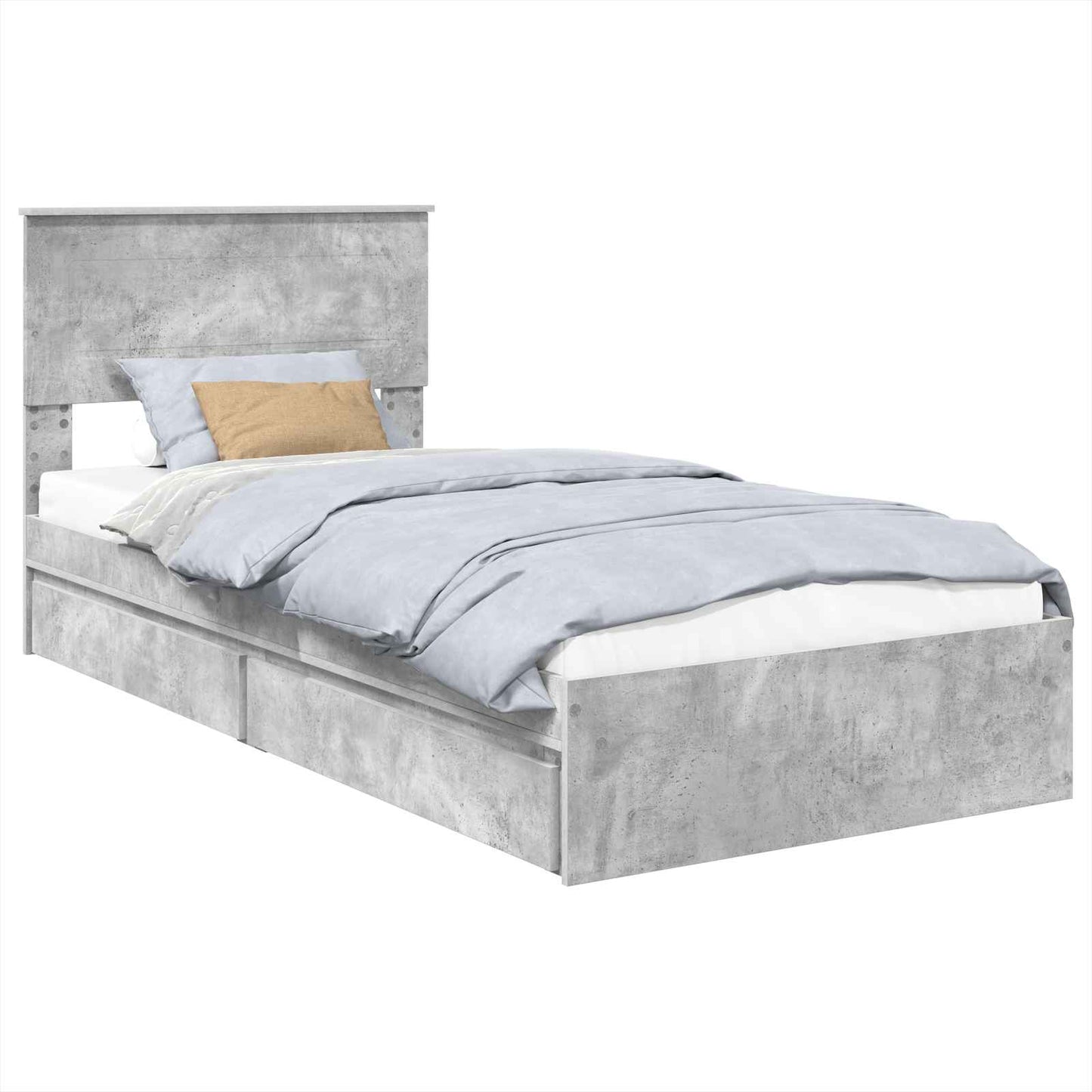 Letto con Contenitore con testiera Grigio cemento 90 x 200 cm