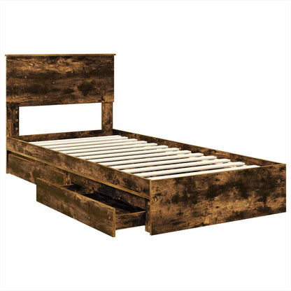 Letto con Contenitore Rovere fumé 90 x 200 cm Legno multistrato | homemem39
