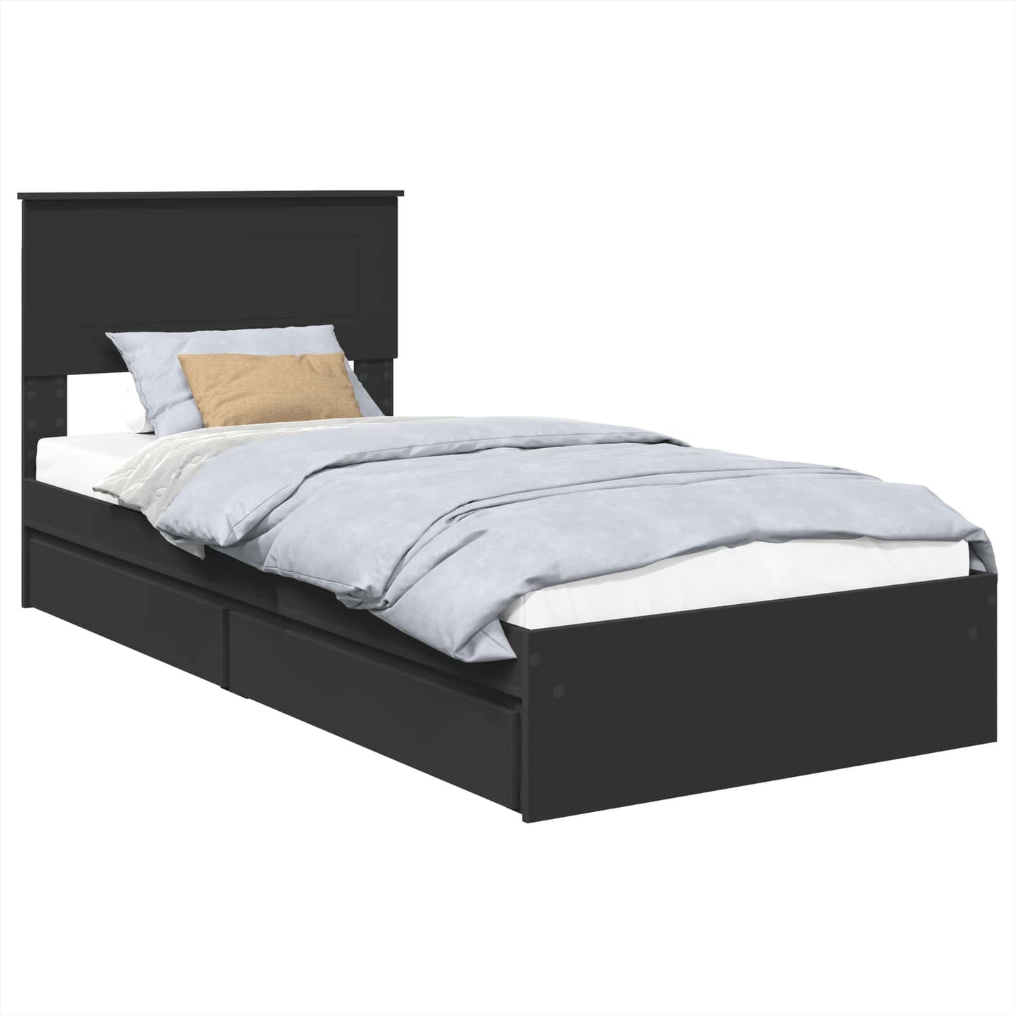 Letto con Contenitore Nero 75 x 190 cm Legno multistrato
