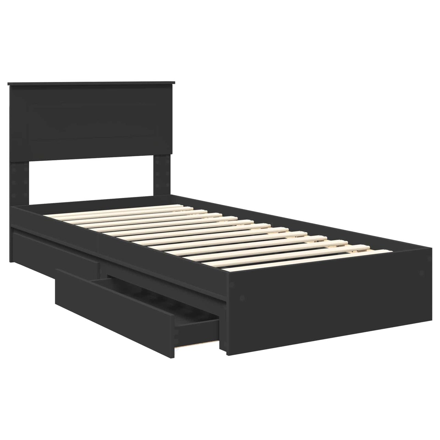 Letto con Contenitore Nero 75 x 190 cm Legno multistrato