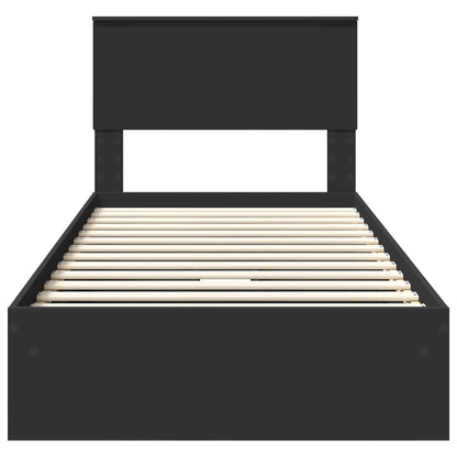 Letto con Contenitore Nero 75 x 190 cm Legno multistrato