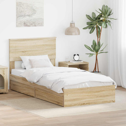 Letto con Contenitore con testiera Rovere Sonoma 75 x 190 cm | homemem39