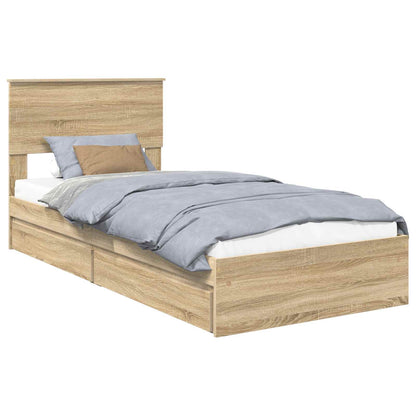 Letto con Contenitore con testiera Rovere Sonoma 75 x 190 cm | homemem39