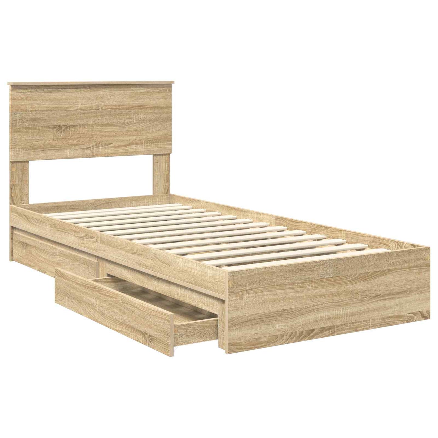 Letto con Contenitore con testiera Rovere Sonoma 75 x 190 cm | homemem39