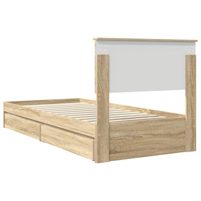 Letto con Contenitore con testiera Rovere Sonoma 75 x 190 cm | homemem39