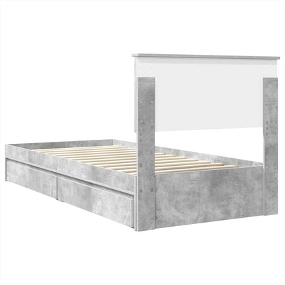 Letto con Contenitore con testiera Grigio cemento 70 x 190 cm | homemem39