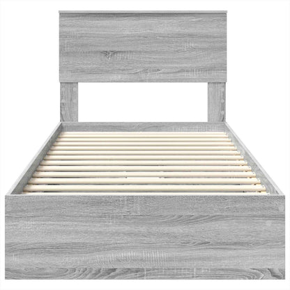Letto con Contenitore con testiera Grigio Sonoma 75 x 190 cm