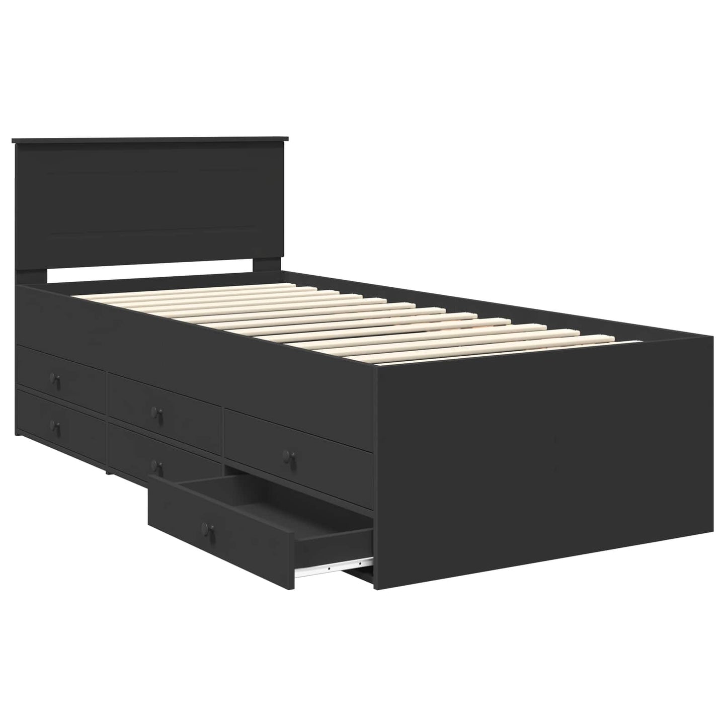Daybed con cassetto Nero 90 x 190 cm Legno multistrato