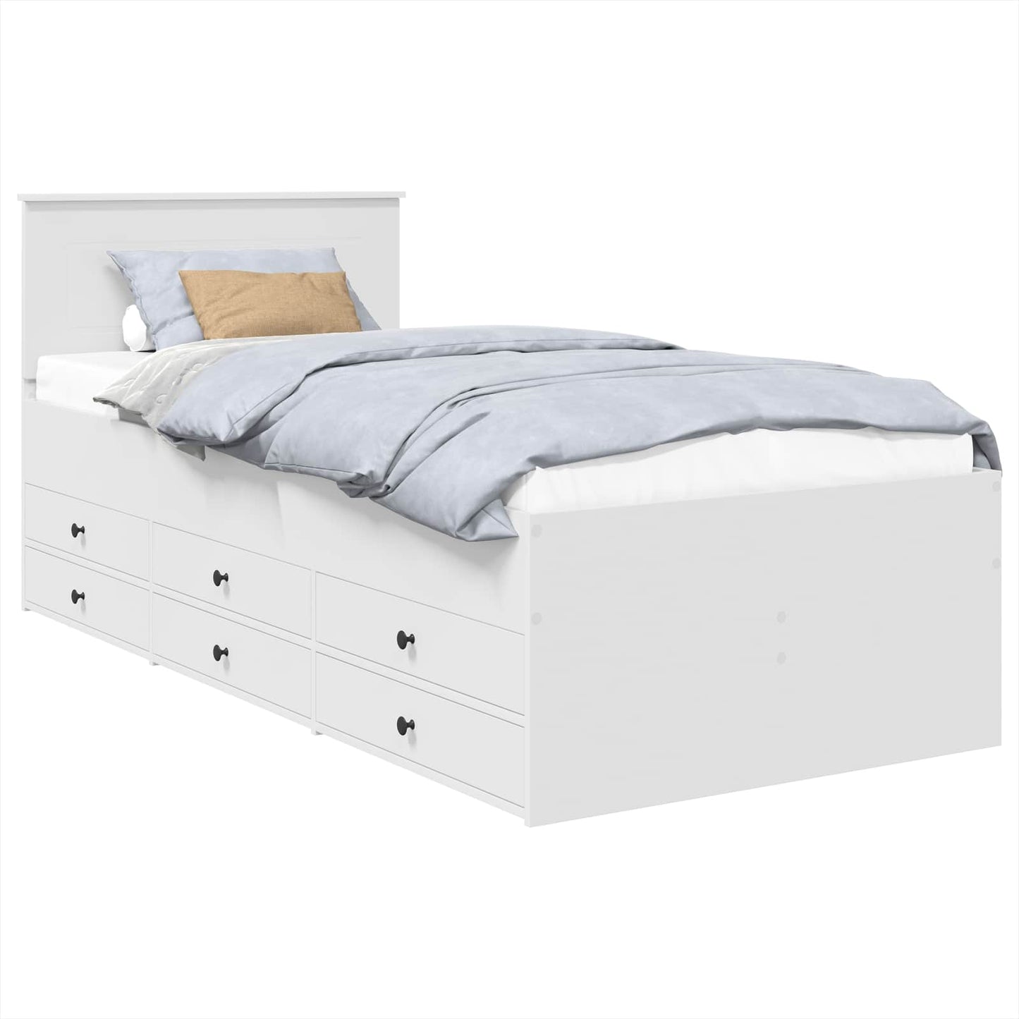 Daybed con cassetto Bianco e Nero 90 x 200 cm Legno multistrato