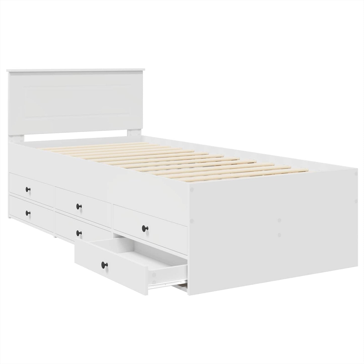 Daybed con cassetto Bianco e Nero 90 x 200 cm Legno multistrato
