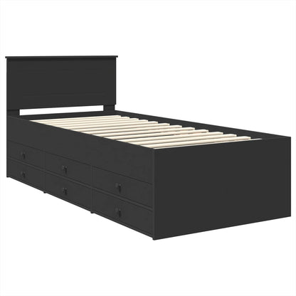 Daybed con cassetto Nero 90 x 200 cm Legno multistrato