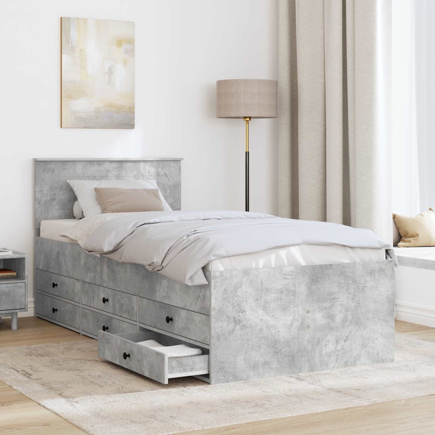 Daybed Grigio Cemento e Nero 70 x 190 cm Legno multistrato